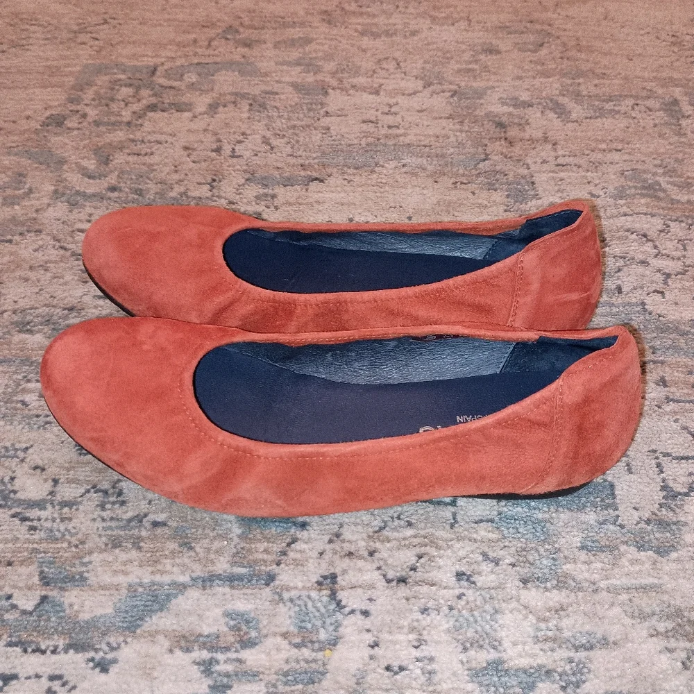 Sabrinas  Orange Navy Leather ballet Flats Size 39